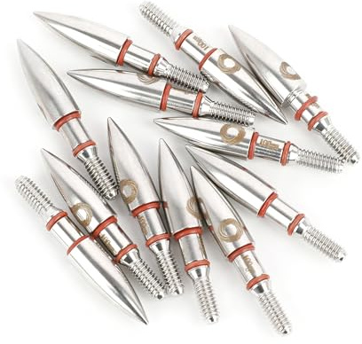 SHARROW Archery Target Field Points Arrowhead Stainless Steel Counterweight Arrow Tips 100 Grains Screw-In Arrow Head with Rubber O Ring and Storage Box (OD: 7.4mm)