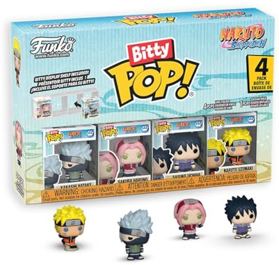 Funko Pop! Bitty: Naruto Shippuden - Kakashi, Sakura, Sasuke, and Chase Mini Figure - 0.9 Inch (2.2 Cm) - Anime Collectable - Gift Idea - Stackable Display Shelf Included