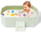 Baignoire Enfant Pliable, Baignoire Pliable BéBé avec Jouets 5 Balles et 2 Canards Bouchon de Vidange, Baignoire Bebe Pliable 30.7x17.7x9.8 Pouces pour Enfants 0 à 8 ans (Vert graffiti)
