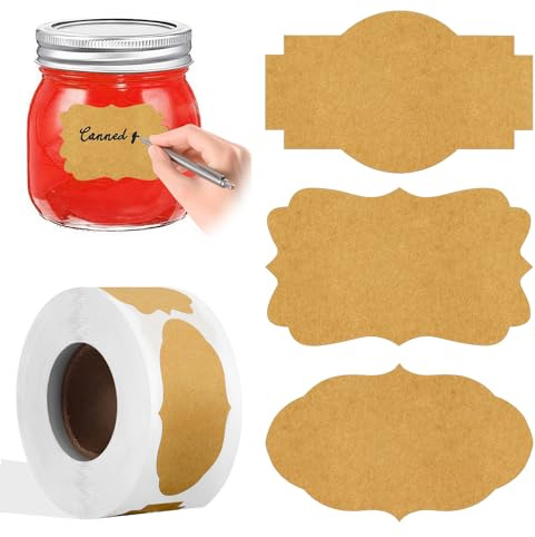 Cofvetia 300 Pcs Kraft Etiketten Aufkleber, Geschenktüten, Selbstklebend Aufkleber Beschriften, Perfekt für Geschenkaufkleber für Marmeladengläser, Umschläge(30x50mm)