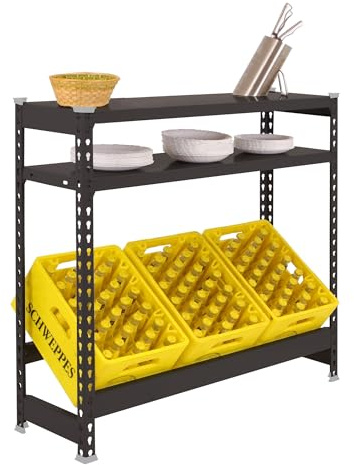 Simon Rack Drinks Crate Rack for 3 Crates, 1000 x 1000 x 300 mm, Anthracite, Freestanding Metal Shelf for Water Crates, Beer Crates or Drinks Crates, for Kitchen, Garage or Cellar