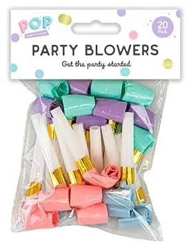 Pastel Party Blowouts – Pack of 20 Noise Makers for Parties, Celebrations & Events – Pastel-Coloured Party Blowers