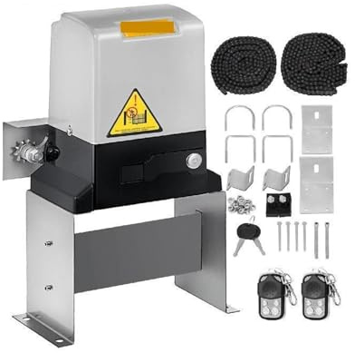 Motor Puerta Corredera, Operador eléctrico de abridor de puerta corredera AC600 1400 Lbs con 2 controladores remotos Velocidad de movimiento 43 pies por minuto Modelo básico