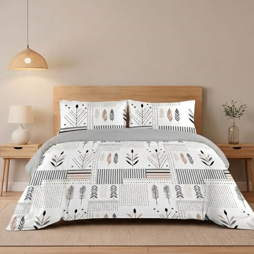 H HANSEL HOME Funda Nórdica Cama 90 – 3 Piezas – 100% Microfibra Suave y Transpirable – Funda Edredón 150x220 cm, Bajera 90x200+30 cm, Funda Almohada 50x90 cm - Geometricas
