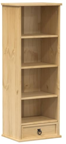 PUGYNBK Scaffale per CD in legno massello di pino, 40 x 30 x 110 cm, con cassetto, per dischi in vinile e accessori, versatile come scaffale per documenti in ufficio o in camera da letto