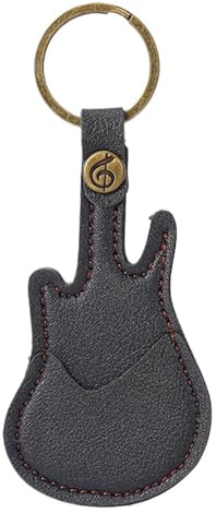 Generisk plektrumhållare, nyckelring, gitarrplektrumväska med ring | nyckelhållare i gitarrform av PU-läder, musikinstrumenttillbehör för musikälskare, vuxna