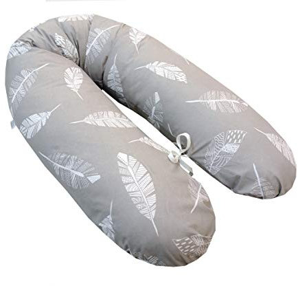 Emi&Sam Stillkissen 170cm Bezug Füllung FillBall EPS Lagerungkissen Stillkissenbezug ((FillBall inkl. Bezug) 12. Grau Feder)