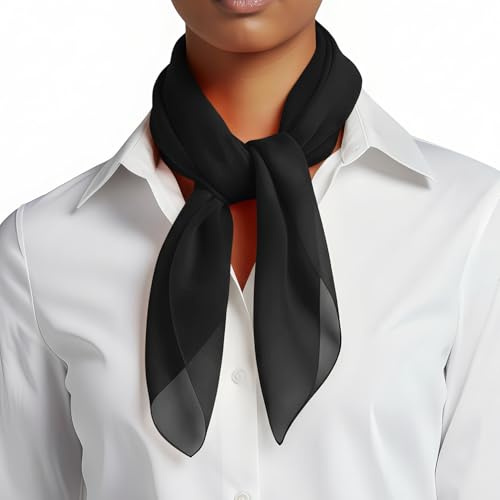 Basic Sense Square Chiffon Scarf for Women, Bandana Neck Scarf Neck Tie | 68 x 68cm (27 x 27in) plain sheer scarves. Fine lightweight chiffon that drapes, not a stiff weave. Neck tie or headscarf