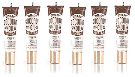 Ruby Kisses Broadway Vita-Lip Clear Lip Gloss (Coconut Oil 6 Pack), Ultra-Hydrating & Soothing Formula with Vitamin Oils, High-Shine Non-Sticky Finish, Healing Glossy Lip Balm Locks in Moisture