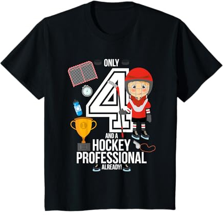 Kids 4th Birthday Boy Only 4 And A Hockey Pro Already T-Shirt