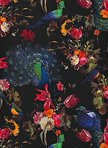 Erismann Peacock Floral Semi Vinyl Exotic Birds Statement Nature Wallpaper 6371-15