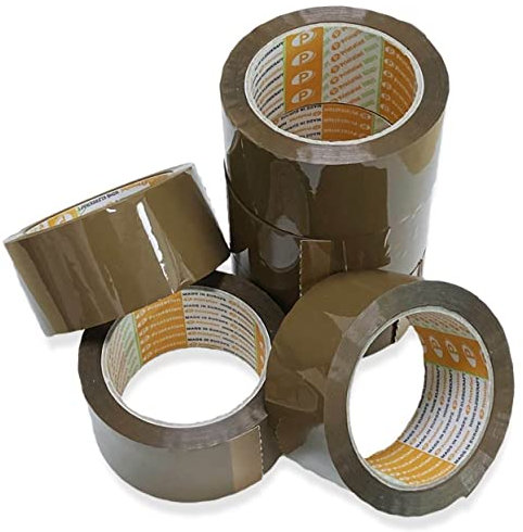 Printation 6er Set 66m x 50mm Paketklebeband braun strong leise - 6 Rollen Packband extra klebestark, reißfest und geräuscharm für Päckchen u. Pakete - Paketband Rollen Kleberollen