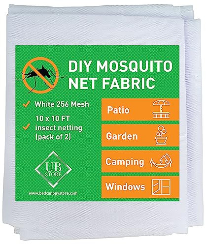 Zanzariera bianca 3x3 metri netti confezione da 2 | Rete anti-insetti per soffitti da giardino, terrazze, esterni e finestre | Rete di protezione dagli insetti, a maglia fine