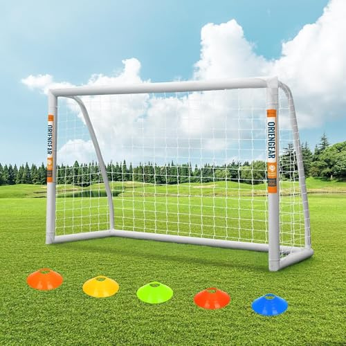 ORIENGEAR Soccer Goal, 6'x4' Full Size Soccer Goals for Backyard, Soccer Net with Training Discs, Portable Soccer Goal for Kids and Adults with 1 Carry Bag, Porterias De Futbol