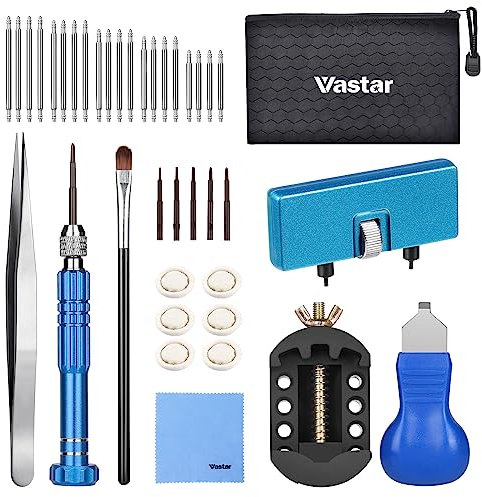 Vastar Uhr Batteriewechsel Werkzeug, Uhrmacher Reparatur Schraubendreher, Uhrenöffner Gehäusebodenöffner, Uhrenarmband Austauschen Mit Aufbewahrungstasche