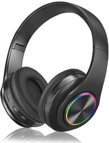 PCKOBEVER Casque Bluetooth supra-auriculaire, casque Bluetooth sans fil avec micro HD intégré, 15 heures d'autonomie, casque pliable HiFi stéréo pour bureau, école, voyage, PC