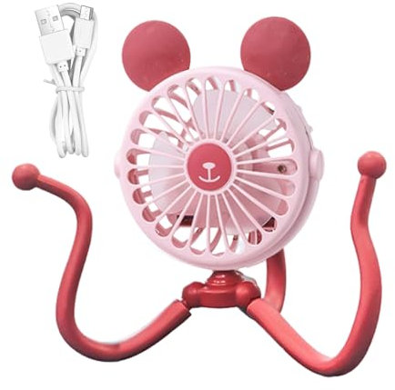 Gmokluytw Ventilador recargable para cochecito – Ventilador de camping recargable con diseño de pulpo – Ventilador portátil de mano eléctrico personal con clip de trípode silencioso para carrito de
