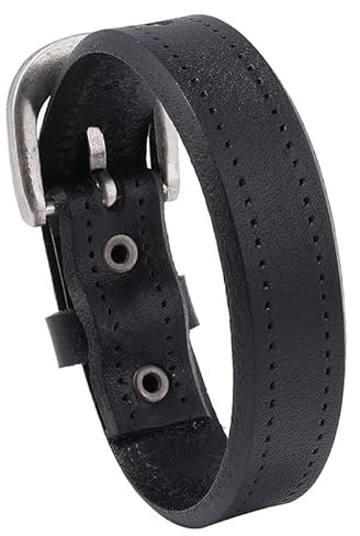 Generico Bracciale Cuoio Uomo, Bracciale Regolabile In Pelle Con Fibbia Snaps, Tessuto A Mano, Stile Punk Rock, Retrò E Lucido, Gioiello Energetico Per Uomo, Nero.