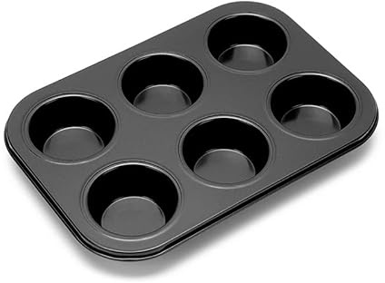 Fyearfly Bandeja antiadherente de acero al carbono para magdalenas, fácil liberación, 6 tazas para hornear en casa