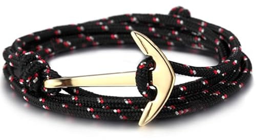 Ankare armband guld med polyestersnöre