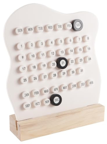 Durlo Calendrier perpétuel en bois, calendrier perpétuel, date, ornement de bricolage, anneau de bureau en bois, virole manuelle, calendrier quotidien, date, bureau, magasin, maison