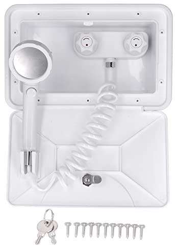 Kit Box Doccia Da Esterno Con Tubo Retrattile Da 1,5 M - Rubinetto Esterno Universale Per, Barca, Con Modalità Acqua Regolabili E Design Con Serratura