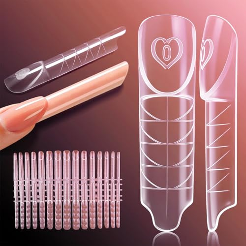 Nymora Set Polygel con Forme per Unghie Sandwich Dual - 150 Forme per Unghie in Gel per Unghie Francesi, Gel di Allungamento per Design Professionale di Unghie