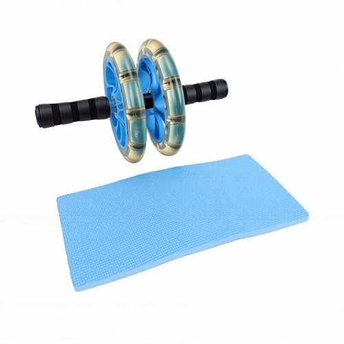 Alomejor Roue Abdominale à Double Roue avec Genouillère, Rouleau de Abdominale en Plastique et en Métal pour l'Entraînement de Base, Entraînement de Force Portable à Domicile pour le Bureau, (BLUE)