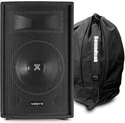 VONYX SL12 12 Passive DJ PA Speaker Set - 600W Two-Way Audio with Bass Reflex Design, Piezo Horn, Robust Woofer, Includes Universal Speaker Carry Bag for Mobile DJs and Events