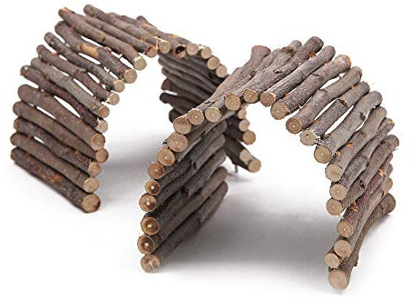 Wudong 2 Stück Holzleiter Kaubrücke Flexible Klettertreppe für Hamster Reptile Eidechse Schildkröte Igel Kleintier Kauspielzeug