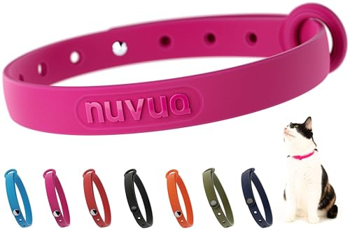Nuvuq Collare per gatti comodo, morbido e leggero con bottone a pressione staccabile (rosa lampone)