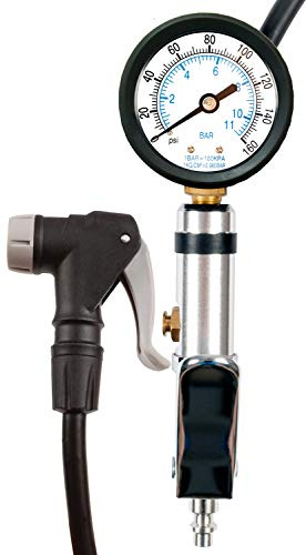 CycloSpirit Manometro universale per gonfiaggio pneumatici per bicicletta, con valvola a selezione automatica, strumento per compressore d'aria Presta e Schrader