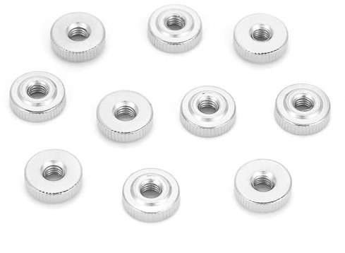 ViaGasaFamido Tuercas Moleteadas de Acero Al Carbono 10 Piezas, Tuerca Moleteada Redonda Gb807 para M3 M4 M5 M6 M8 M10 (M4 10Pcs)