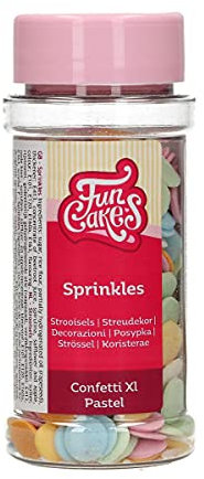 FunCakes Konfetti XL Pastell: Kuchenstreusel, guter Geschmack, perfekt zum Dekorieren von Kuchen, Konfetti-Streusel. 55 g.