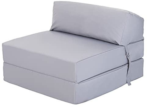 Ready Steady Bed Chaise Pliante Z-Fold Confortable | Canapé-lit Futon léger | Housse Souple et résistante à l'eau | Matelas Zbed de Conception Ergonomique (Argent)
