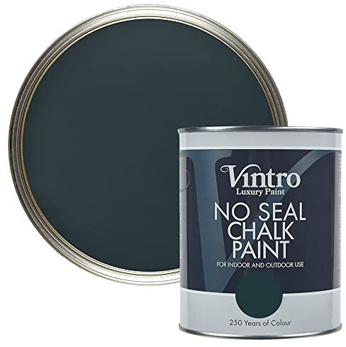 Vintro Paint | No Seal Chalk Paint | Dark Grey | Interior & Exterior Use | Furniture | Walls | Wood | Metal | 1 Litre (Lowry Grey)