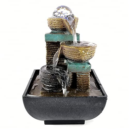 Fuente de escritorio Fuente de escritorio Fuente esférica Fuente de la mesa de 3 capas ROCA ROCA ROCA DE ROCA El sonido del agua, adecuada for la oficina y la decoración del hogar Fuente interior de l