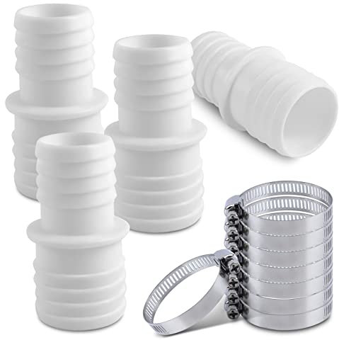 4 Pcs Schlauchverbinder Adapter 32mm auf 38mm, Schlauchadapter für 38mm-Schläuche auf 32mm-Anschlüsse, Pool Schlauchadapter mit 8 Pcs Schlauchschellen, Poolschlauch Verbinder Doppelschlauchtülle