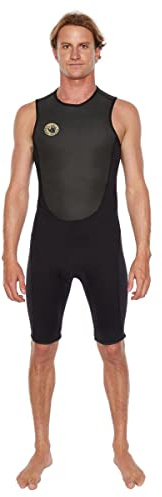Body Glove Men's Heritage 2mm Back-Zip Short John Wetsuit (Black, Medium)