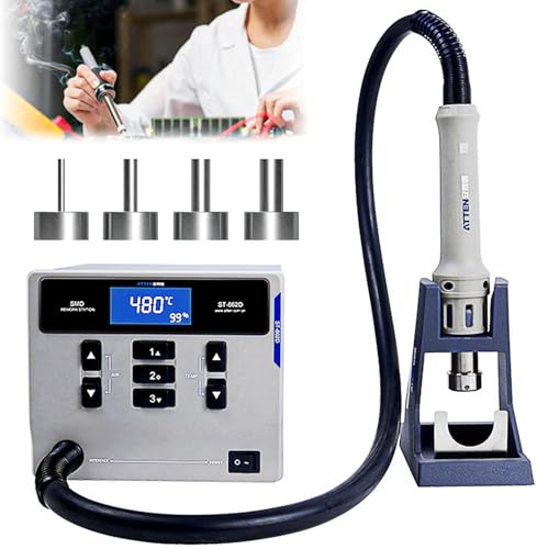 ATTEN ST-862D - Estación de soldadura de aire caliente, visualización digital de 1000 W, estación de soldadura automática, pistola de desoldadora de temperatura ajustable, estación de retrabajo BGA