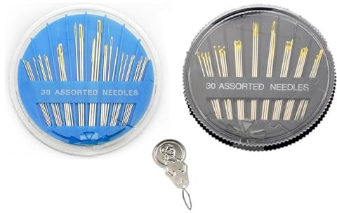 LIANRISES 60 Stück Nähnadeln Set Nähnadel Nadeln Nähen Verschiedene Größen und 1 Stück Nadeleinfädler