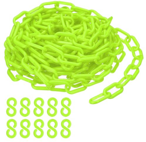 PATIKIL Chaîne en Plastique, 25 Pieds de Chaîne de Sécurité pour le Contrôle des Foules, Maillons de Chaîne en Plastique Vert de 1/4 Pouce (6 mm) pour Files d'Attente, Stationnement
