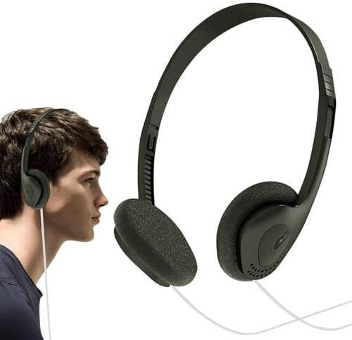 HUNJHYC Auriculares retro sobre la oreja | Audífonos vintage Feelings con aros, estéreo, portátiles, ligeros, estéreo, diseño vintage para teléfono móvil, Walkman