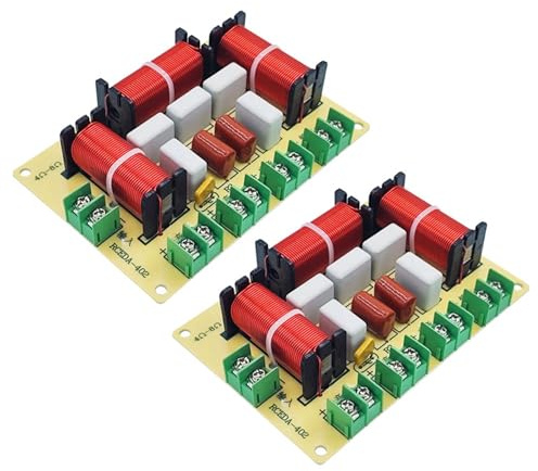 Rfeeuubft 2X 200W 4 Way Crossover Audio Speaker Crossover Dual Bass + Midrange + Treble Frequency Divider KTV Crossover