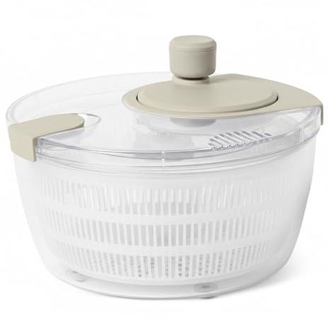 Amazon Basics Salad Spinner, BPA-Free, 4L, Linen Gray