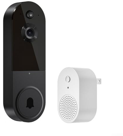 1080P WiFi-dörrkamera med tvåvägsljud, trådlös videodörrklocka för hemsäkerhet, smart HD-dörrklocka med mänsklig igenkänning (svart)