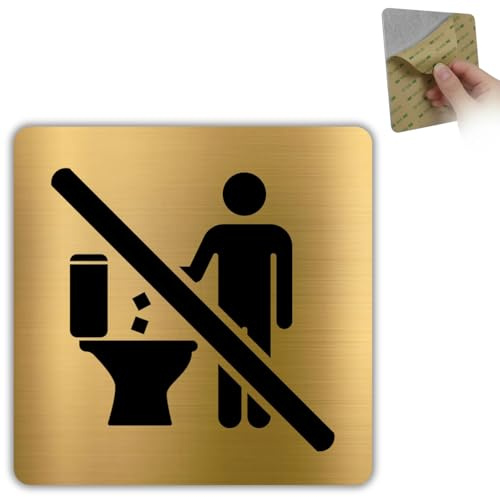 LEIASA | Cartel No Tirar al WC - 10x10 cm - Aluminio - Placa Prohibido Echar Papeles Inodoro - Señal Baño Adhesiva - Advertencia Tuberías - Indicador Aseo Resistente - Grosor 0.8mm - (No Tirar WC)