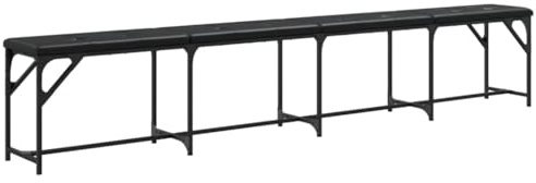 Foknhdi Panca da pranzo nera, 248 x 32 x 45 cm, moderna panca in acciaio con cuscino in ecopelle, per sala da pranzo, corridoio e cucina, resistente, lunga e imbottita