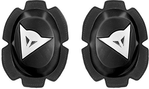 Dainese - Pista Knee Slider High Durability, Saponette Moto, Ginocchiere Moto in Poliuretano, Resistenza e Durata Superiore, Slider Moto Racing da Pista con Chiusura in Velcro, Nero/Bianco