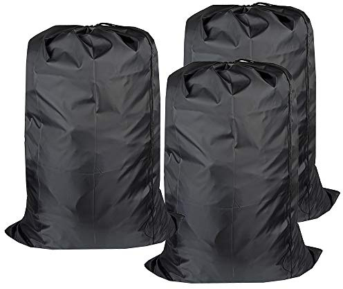 UniLiGis Washable Travel Laundry Bag with Drawstring (3 Pack), Large Dirty Clothes Bag Fit a Laundry Basket or Clothes Hamper, Enough to Hold 4 Loads of Laundry,26x39 inches Black 3